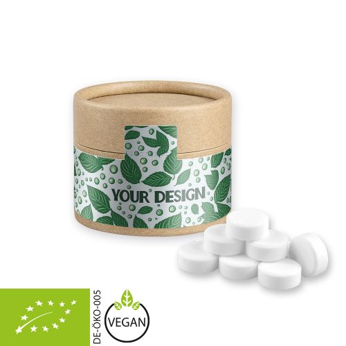 Organic peppermint drops, ca. 40g, cardboard can mini with label