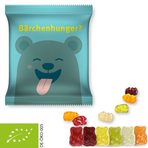 Organic gummy bears with gelatine, ca. 50g, maxi bag