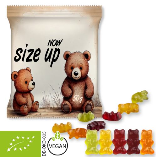 Organic gummy bears without gelatine, ca. 50g, maxi bag