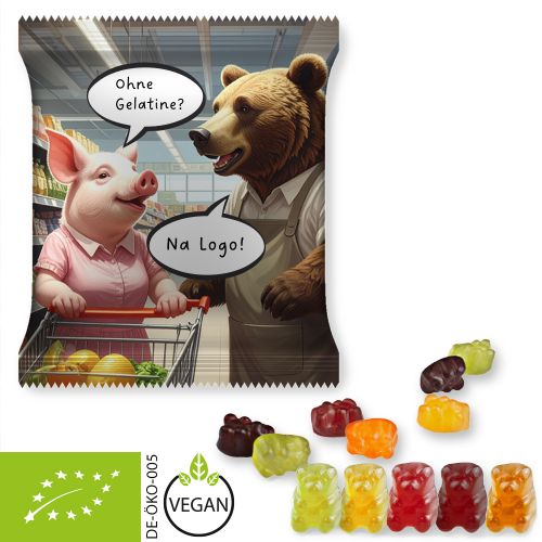 Organic gummy bears without gelatine, ca. 50g, maxi bag