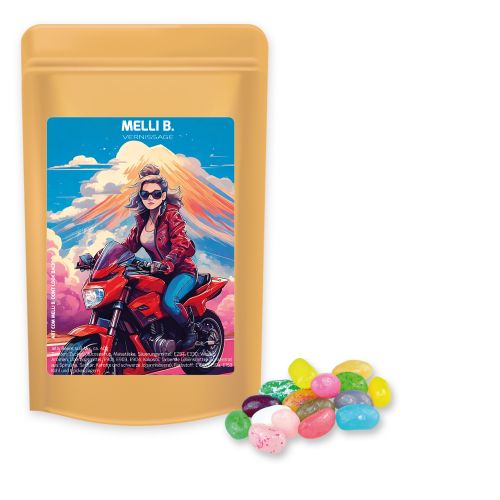 Jelly Beans sweet mix, ca. 100g, midi stand up pouch with label