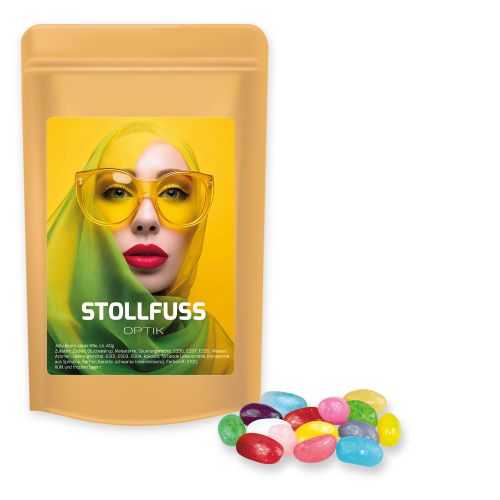 Jelly Beans sour mix, ca. 100g, midi stand up pouch with label