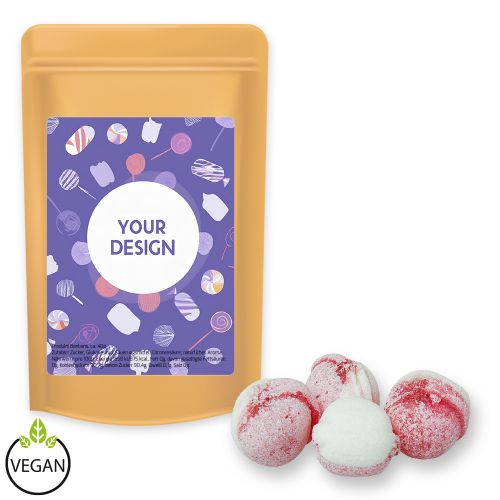 Strawberry yogurt candy, ca. 80g, midi stand up pouch with label
