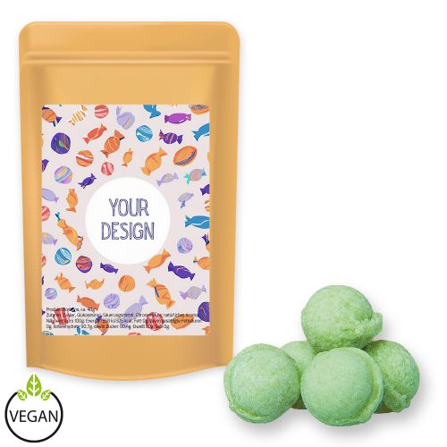 Fizzy waldmeister candy, ca. 80g, midi stand up pouch with label