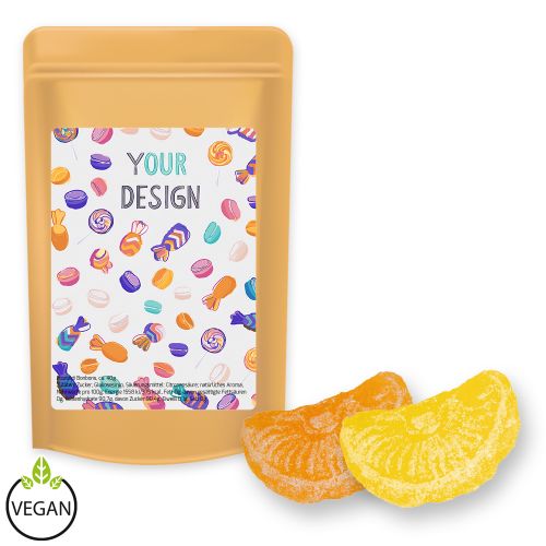 Lemon and orange candy, ca. 80g, midi stand up pouch with label