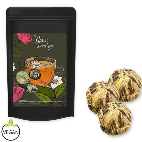 Green china royal-rose, ca. 20g, midi stand up pouch black with label