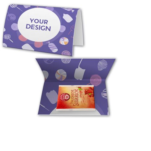 Bag of tea Italian sweet cherry, ca. 2,5g, express promotional card A6 folded with print