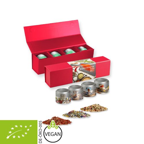 Rough spice mixture (category 2), ca. 64-260g, gift set premium red with 4 metal tin mini with window