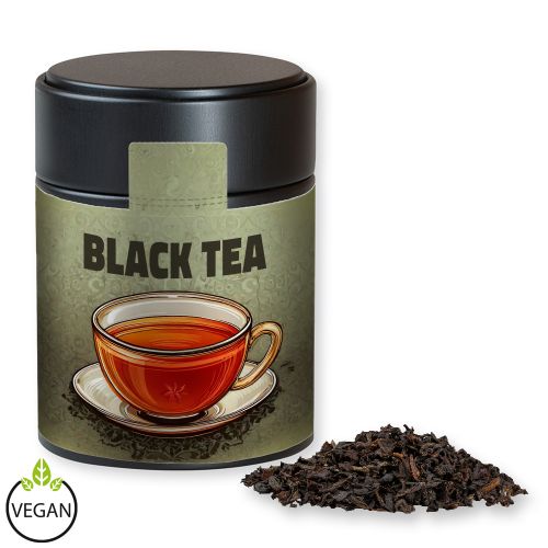 Black tea, ca. 45g, metal tin midi black with label