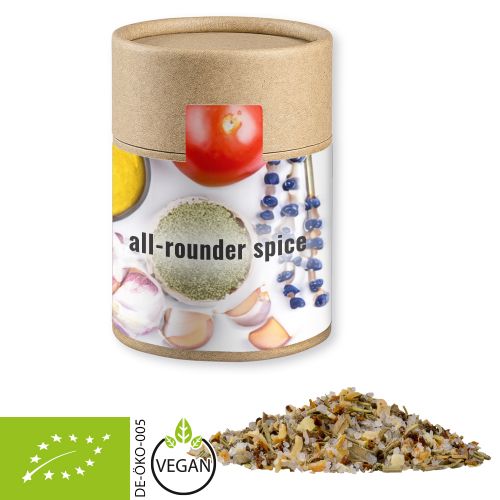 Organic all-rounder spice, ca. 75g, cardboard can midi with label