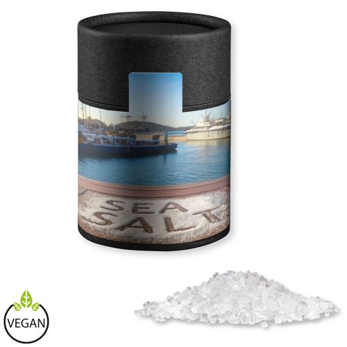 Sea salt, ca. 135g, cardboard can midi black with label