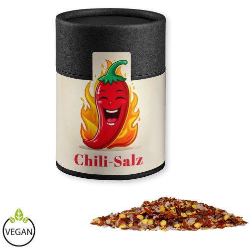 Chili salt, ca. 55g, cardboard can midi black with label