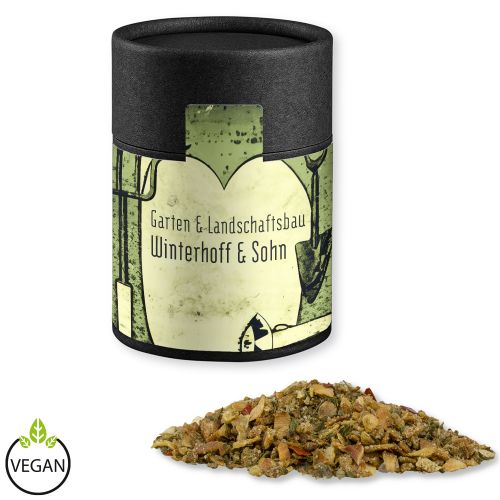 Scrambled egg spice, ca. 75g, cardboard can midi black with label