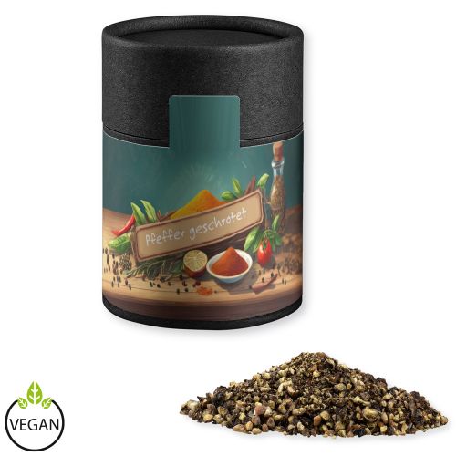 Pepper crushed, ca. 65g, cardboard can midi black with label