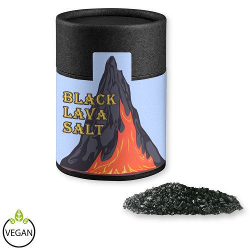 Black lava salt, ca. 135g, cardboard can midi black with label