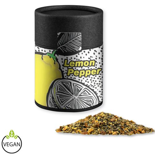 Lemon pepper, ca. 75g, cardboard can midi black with label