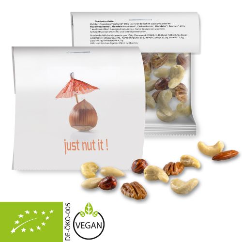 Organic nut mix , ca. 30g, express maxi bag with promotional flyer