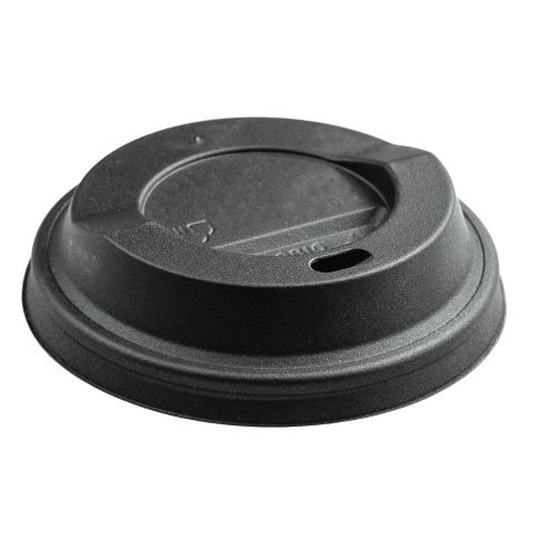 Deco, ca. 1g, Compostable lids for cups black 80mm with