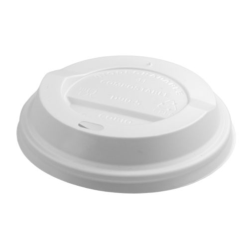 Deco, ca. 1g, Compostable lids for cups white 90mm with