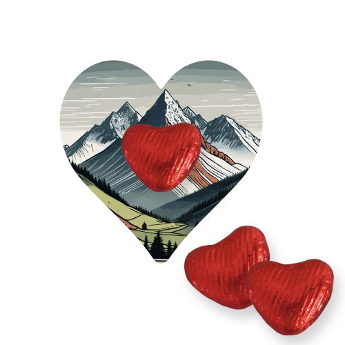 Chocolate hearts, ca. 5g, express Mini flyer heart with print