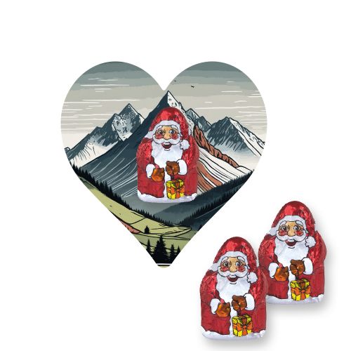 Chocolate mini Santa Claus, ca. 7g, express Mini flyer heart with print