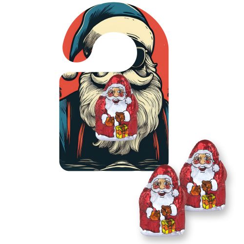 Chocolate mini Santa Claus, ca. 7g, express Mini Fflyer hanger with print