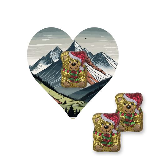 Chocolate Christmas bear, ca. 7g, express Mini flyer heart with print