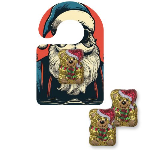 Chocolate Christmas bear, ca. 7g, express Mini Fflyer hanger with print
