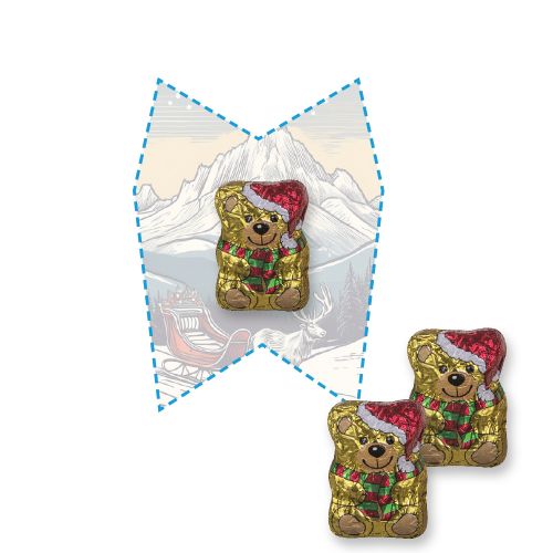 Chocolate Christmas bear, ca. 7g, express Mini flyer custom shaped with print