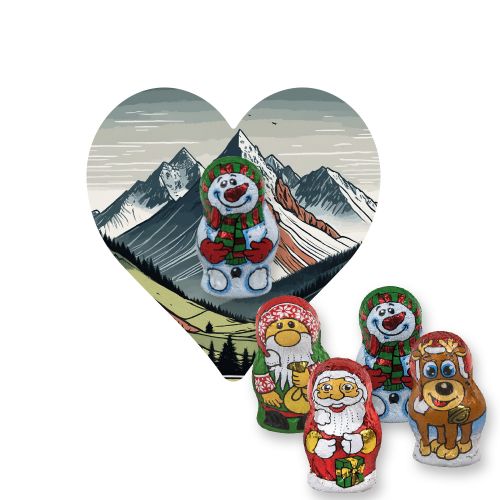 Chocolate Christmas mix, ca. 7g, express Mini flyer heart with print
