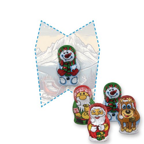 Chocolate Christmas mix, ca. 7g, express Mini flyer custom shaped with print