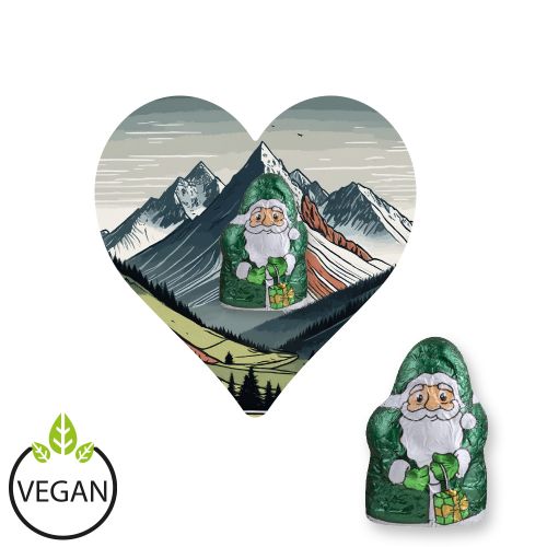 Chocolate mini Santa Claus vegan, ca. 7g, express Mini flyer heart with print
