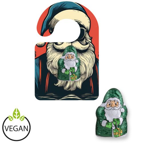 Chocolate mini Santa Claus vegan, ca. 7g, express Mini Fflyer hanger with print