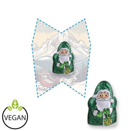 Chocolate mini Santa Claus vegan, ca. 7g, express Mini flyer custom shaped with print