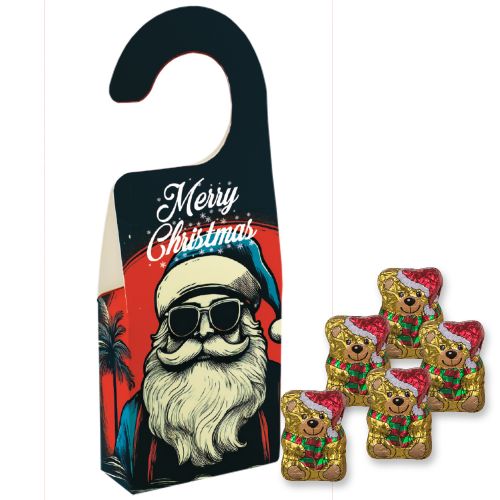 Chocolate Christmas bear, ca. 35g, door hanger folded box