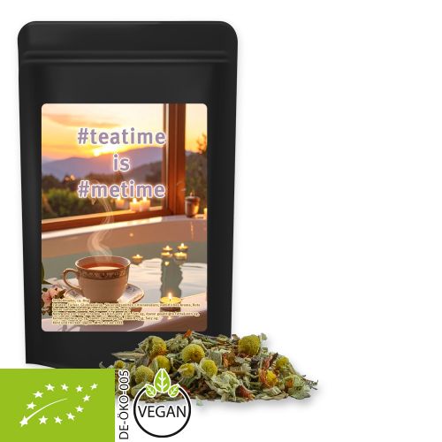 Organic rooibos tea relaxation time, ca. 40g, midi stand up pouch black with label