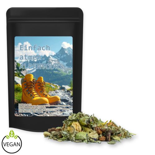 Herbal tea mountain tea & citrus, ca. 35g, midi stand up pouch black with label