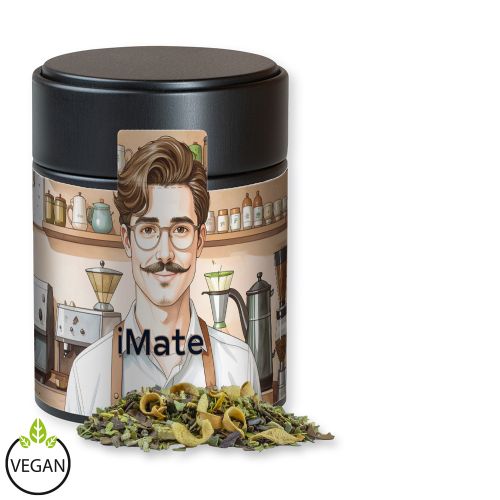 Mate tea orange, ca. 40g, metal tin midi black