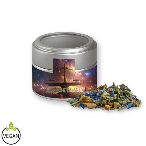 Herbal tea harmony, ca. 17g, metal tin mini silver with window
