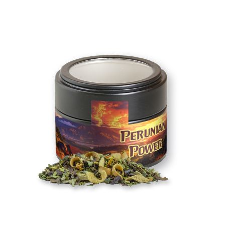 Mate tea orange, ca. 19g, metal tin mini black with window