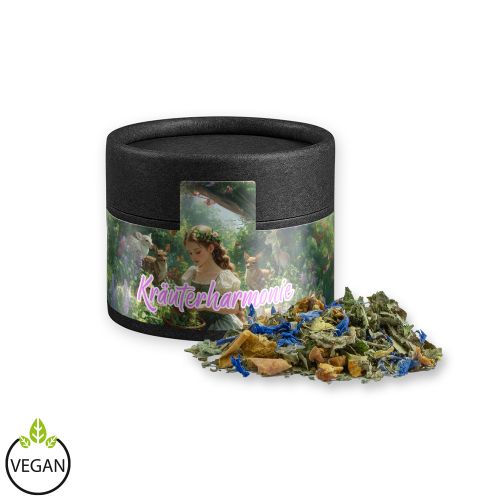Herbal tea harmony, ca. 15g, cardboard can mini black