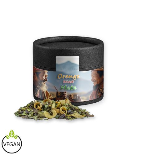 Mate tea orange, ca. 16g, cardboard can mini black