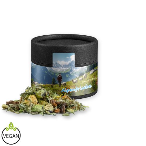 Herbal tea mountain tea & citrus, ca. 15g, cardboard can mini black