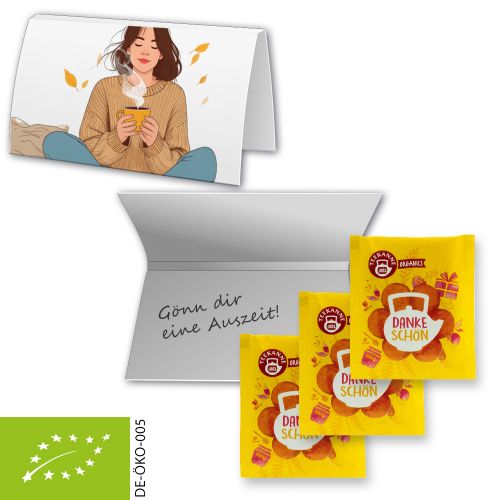 Organic thank you tea, ca. 1,75g, express promotional card A6 folded with print