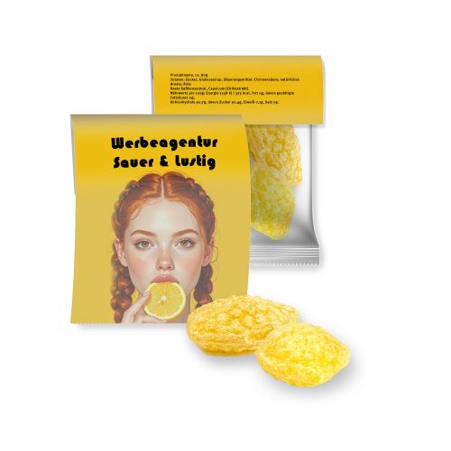 Lemon sweets with vitamin D, ca. 17g, express midi bag with promotional flyer