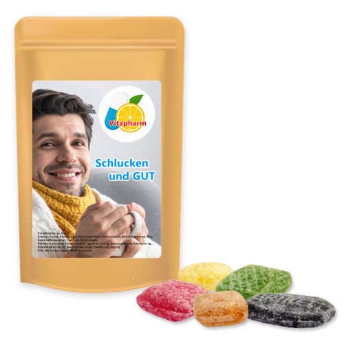 Cough sweets, ca. 80g, midi stand up pouch with label