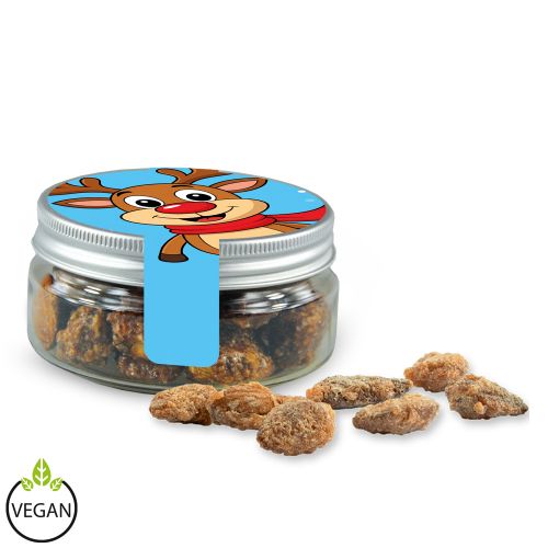 Burnt almonds with no added sugar, ca. 60g, mini sweet jar with label