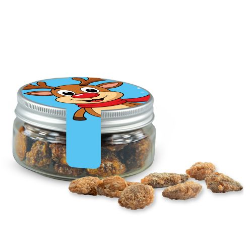 Burnt almonds with no added sugar (vegan), ca. 60g, mini sweet jar with label