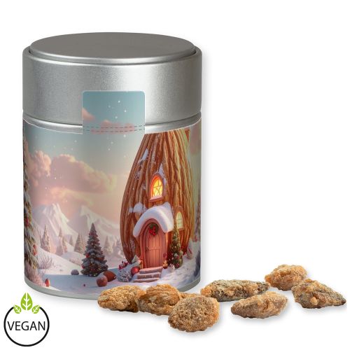 Burnt almonds with no added sugar, ca. 100g, metal tin midi silver