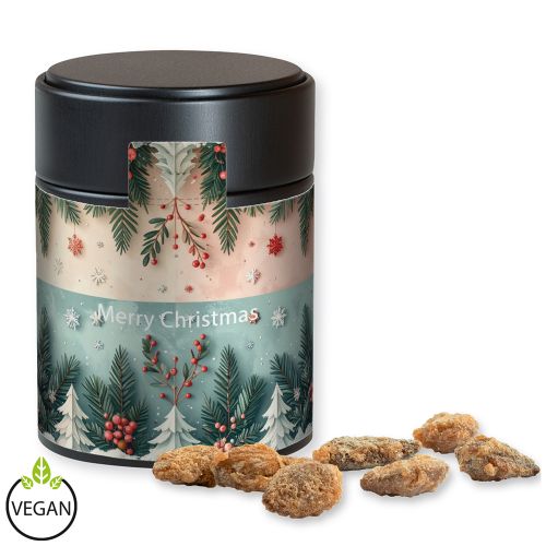 Burnt almonds with no added sugar, ca. 100g, metal tin midi black